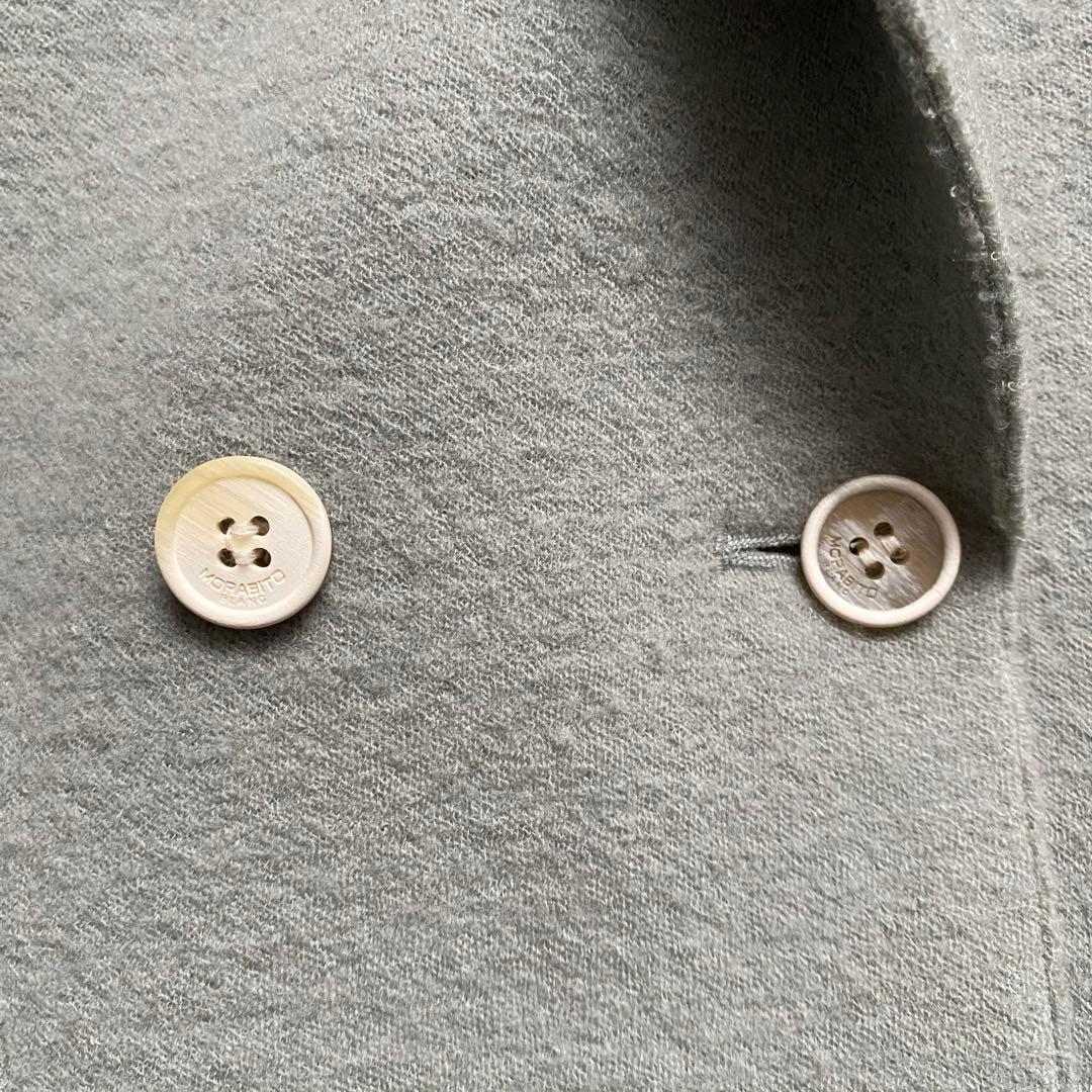 極美品■モラビト　高品質　ウール　コート　ダブルボタン　グリーン系　日本製