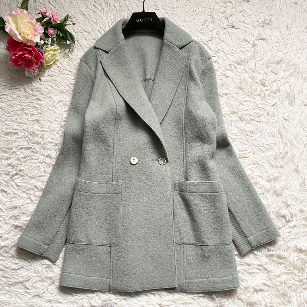 極美品■モラビト　高品質　ウール　コート　ダブルボタン　グリーン系　日本製