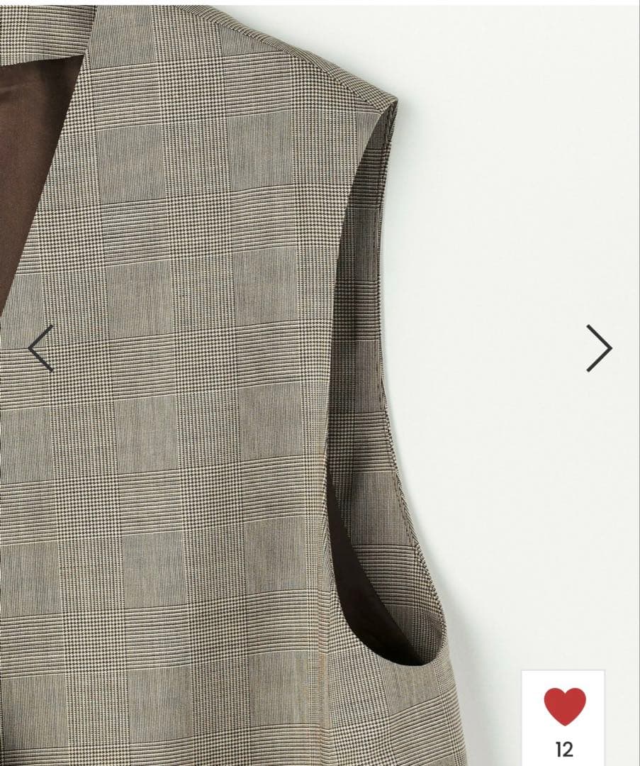 【美品】L'EQUIPE ストレッチグレンチェック ロングジレ