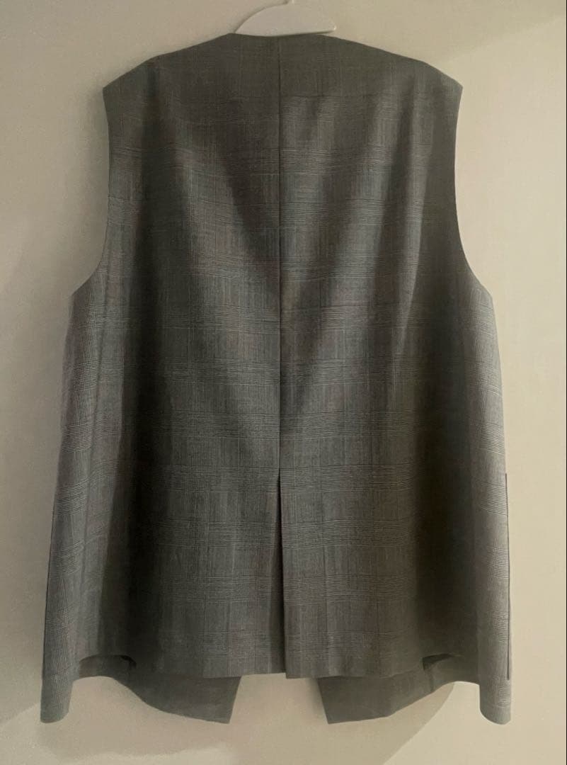 【美品】L'EQUIPE ストレッチグレンチェック ロングジレ