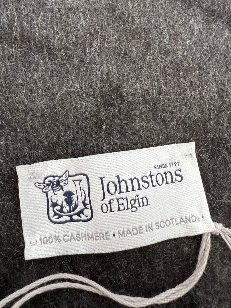Johnstons of Elgin 100%カシミヤ マフラー ダークグレー