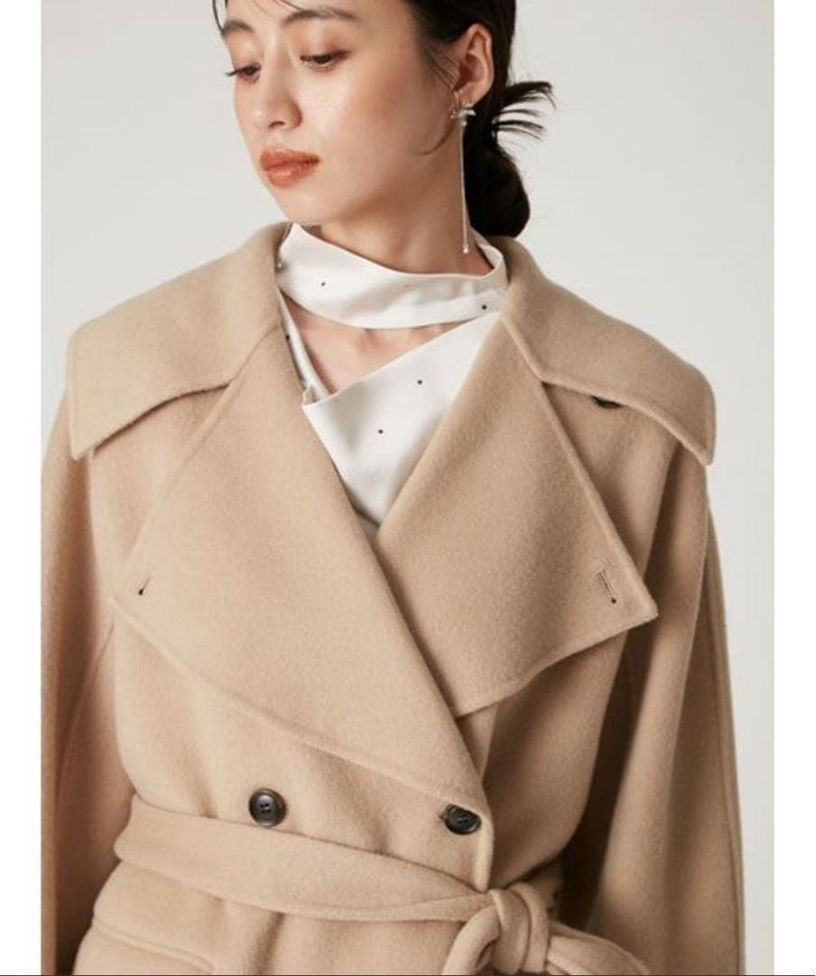 FRAY I.D ウールリバーミドルAラインコート キャメル