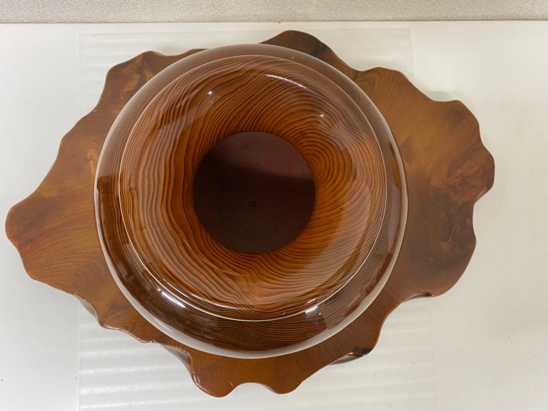 3-3293 世界遺産 屋久杉 壺 飾り台付き 花器 花瓶 装飾壺 木壺 無垢材