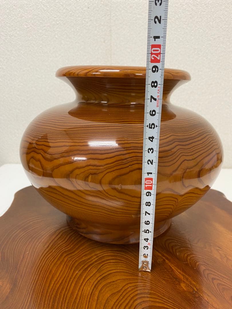 3-3293 世界遺産 屋久杉 壺 飾り台付き 花器 花瓶 装飾壺 木壺 無垢材