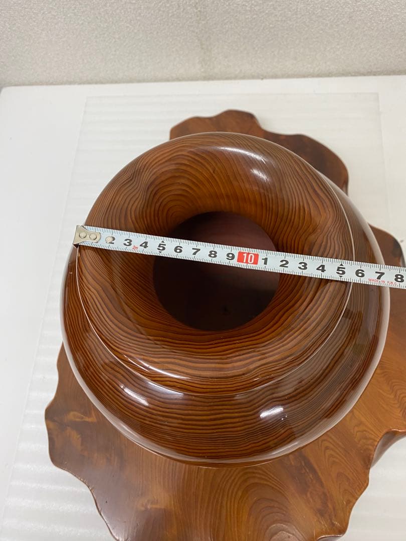 3-3293 世界遺産 屋久杉 壺 飾り台付き 花器 花瓶 装飾壺 木壺 無垢材