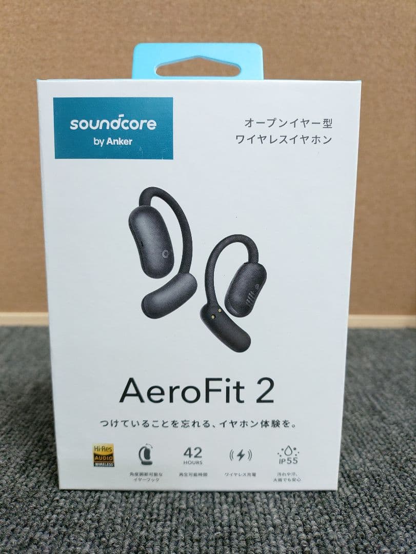 57☆新品 オープンイヤー型 イヤホン エアロフィット2 ミッドナイトブラック