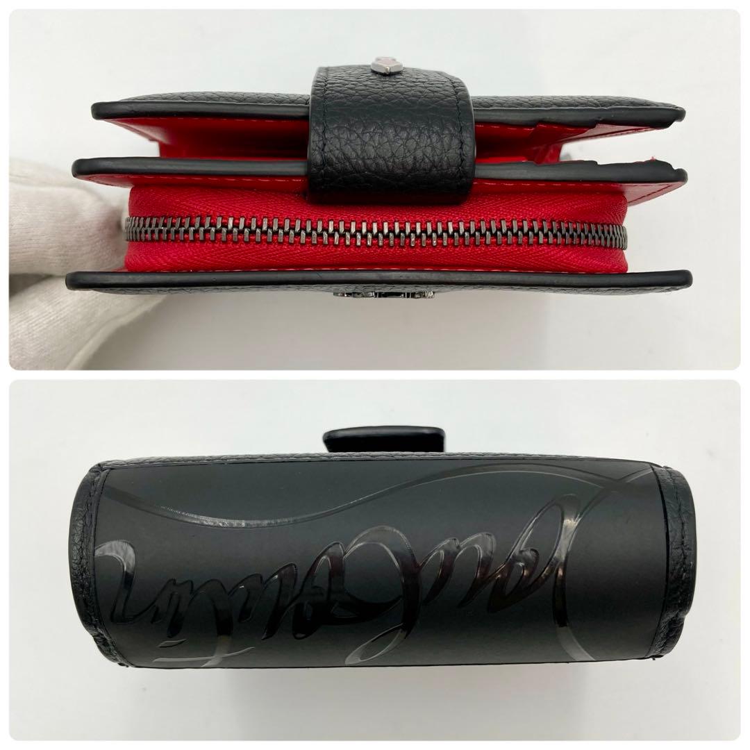 すぱいだーまん✨クリスチャンルブタン パロマ 二つ折り財布 黒×赤 ラバー
