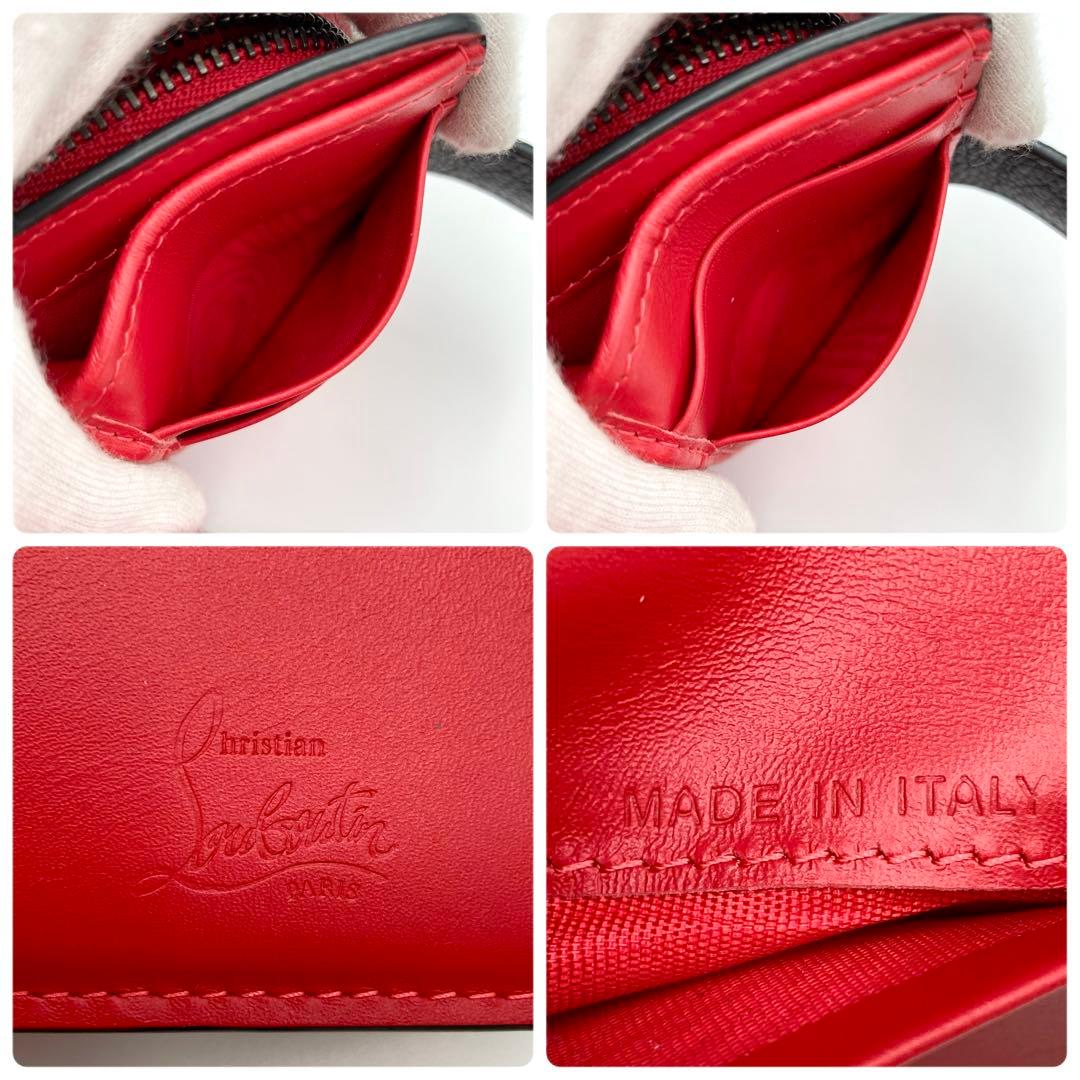すぱいだーまん✨クリスチャンルブタン パロマ 二つ折り財布 黒×赤 ラバー