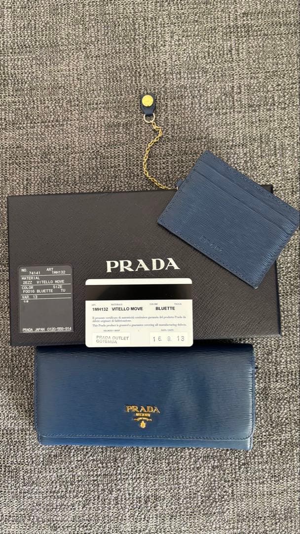 PRADA プラダ サフィアーノ 長財布 ネイビー　青　ブルー 箱つき