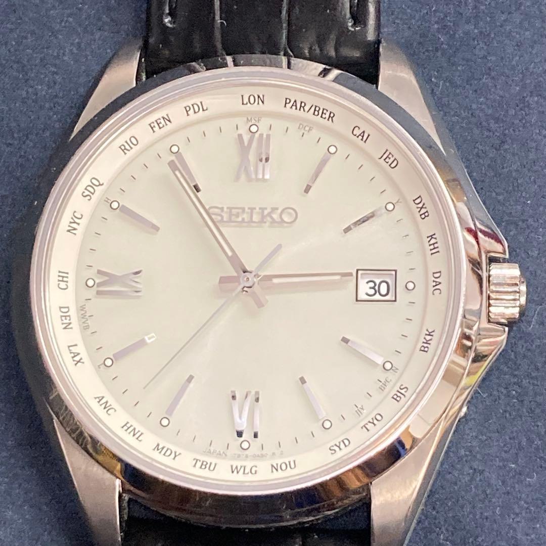 セイコー SBTM295 シルバー色 メンズ ホワイト文字盤 ソーラー 腕時計