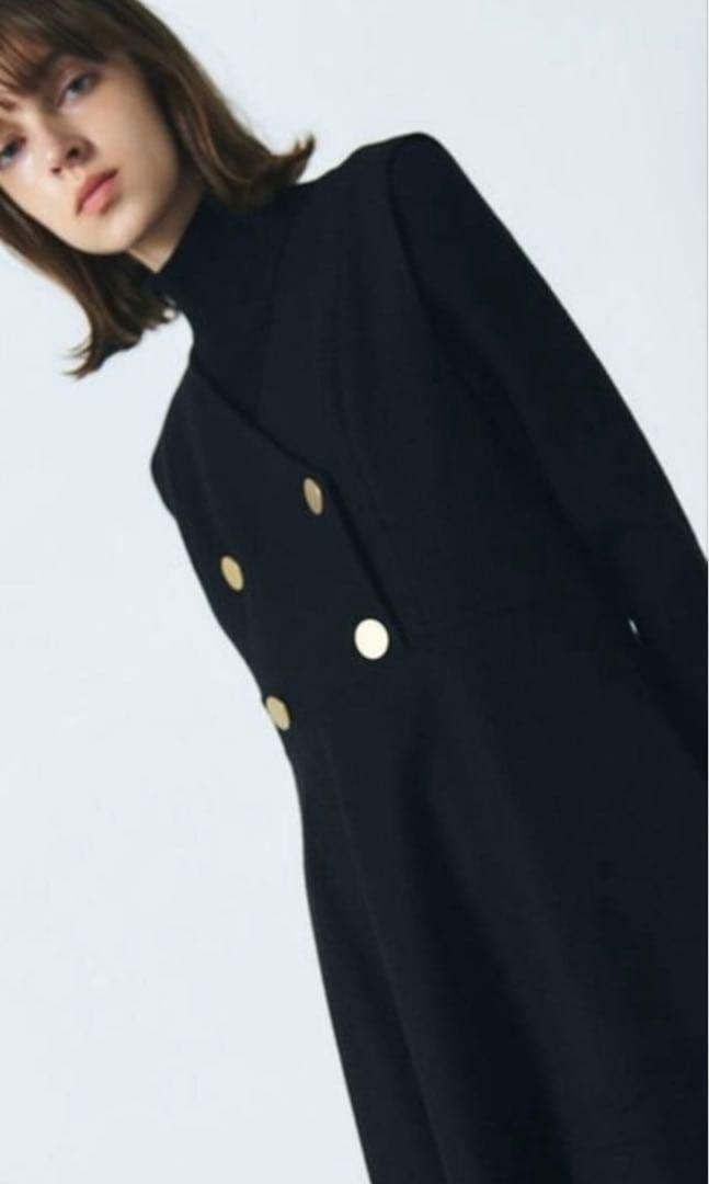 グレースコンチネンタル　黒 ダブルボタン Aライン ワンピース