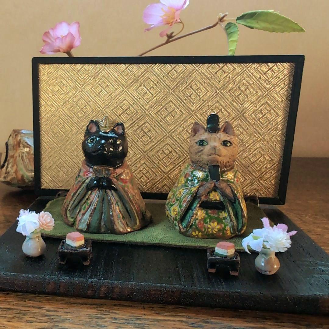 猫の雛人形4 陶器製 伝統的スタイル