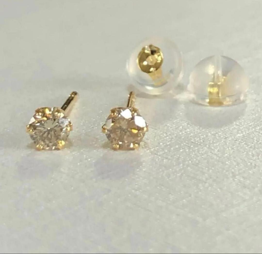K18天然ダイヤモンドピアス 計0.2ct ホワイト系 鑑別カード付き