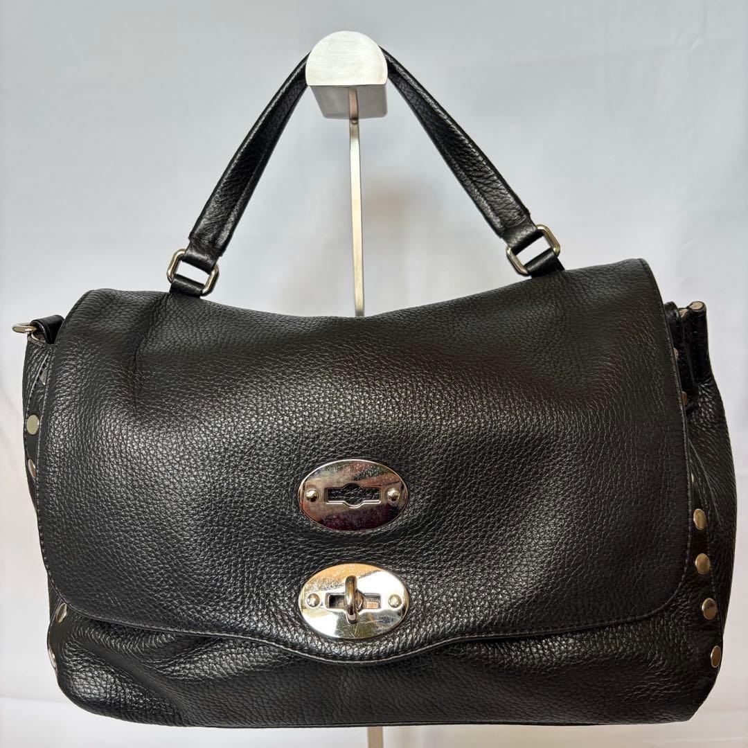 ザネラート ショルダーバッグ 2way 斜め掛け ポスティーナ レザー ブラック