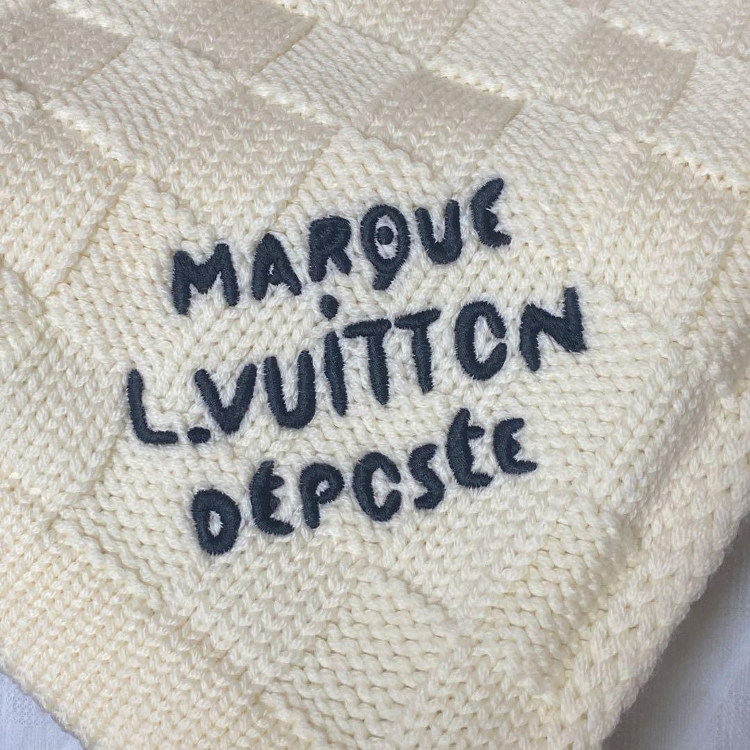 【未使用】ダミエ ヘリテージ スナッグ マフラー　ウール　ニットM92755 白