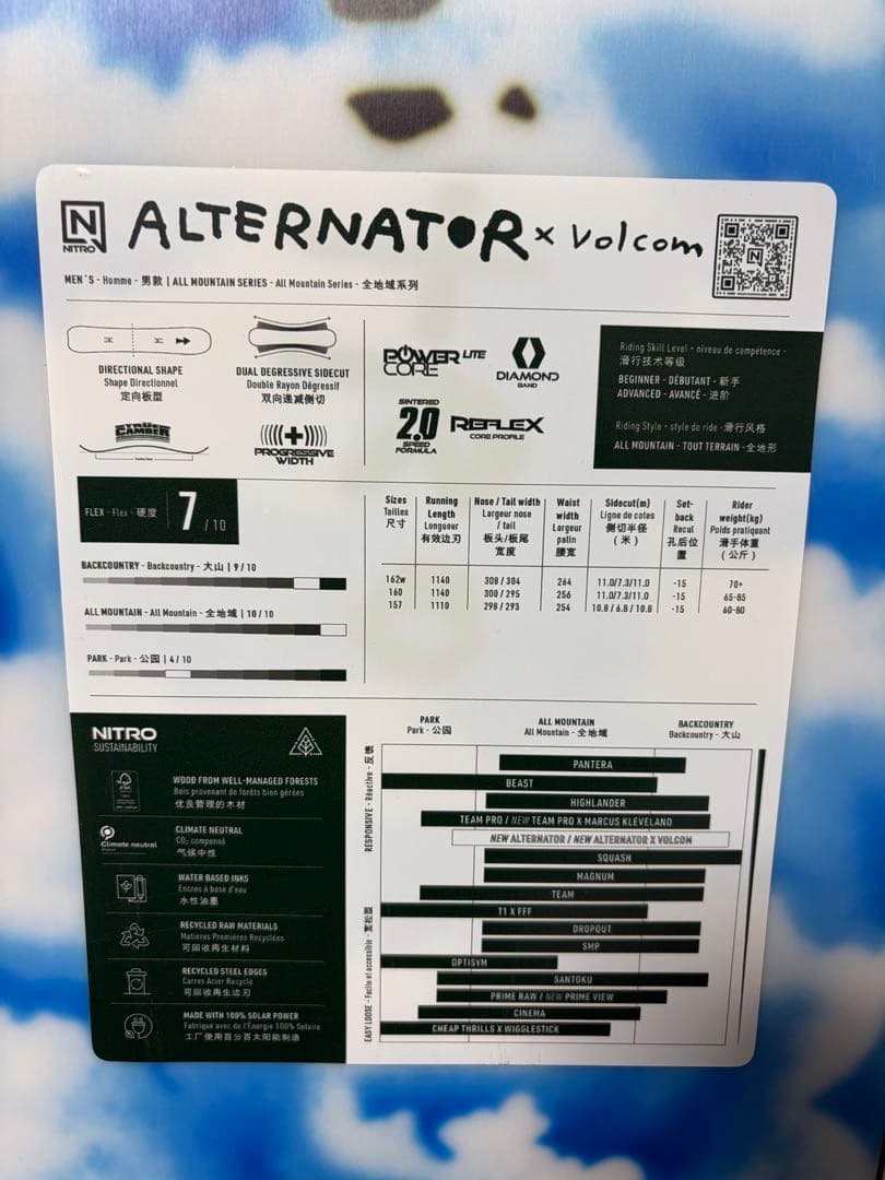 15時まで限定値下げ！NITRO Volcom Alternator 157cm
