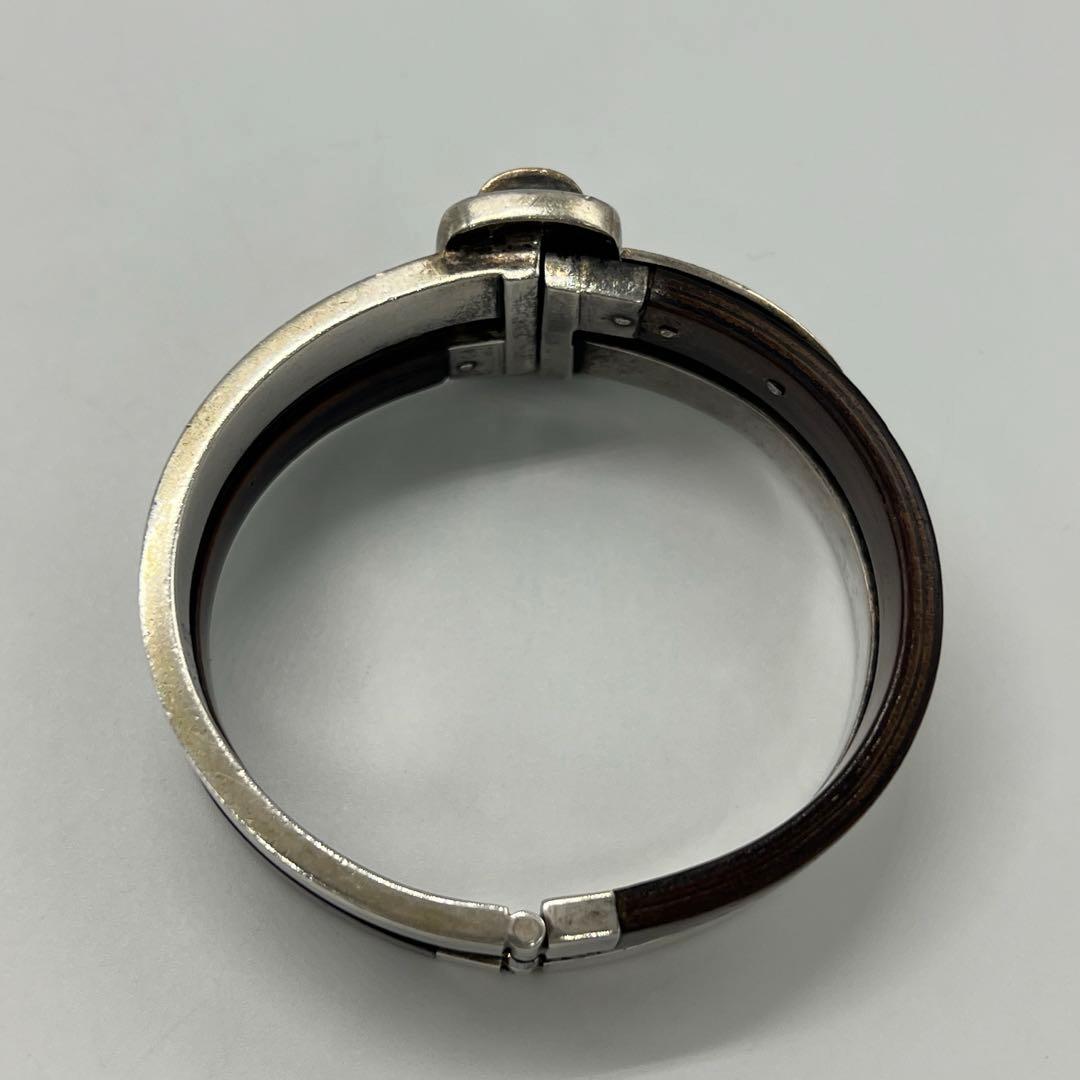 グッチ GUCCI ダブルベルトバックル バングル SV ウッド オールド