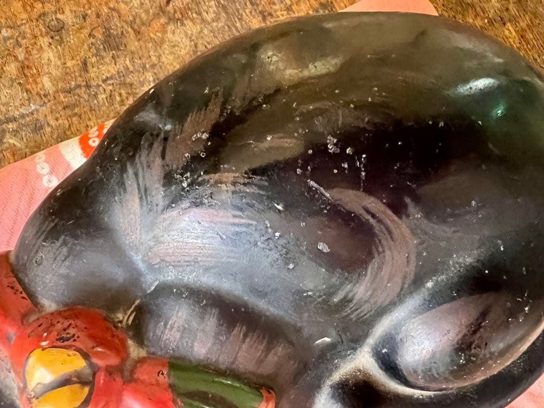 時代　アンティーク　黒猫　眠り猫　置物　レトロ　古道具　縁起物