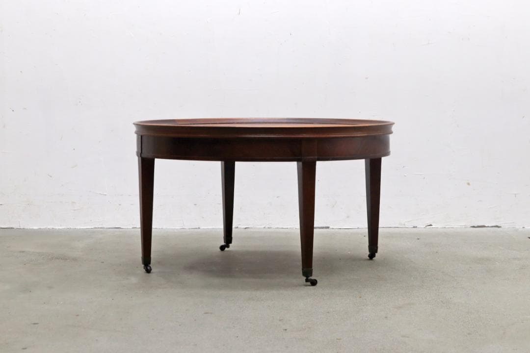 ヴィンテージ クラシカル ラウンド レザートップ センターテーブル 本革