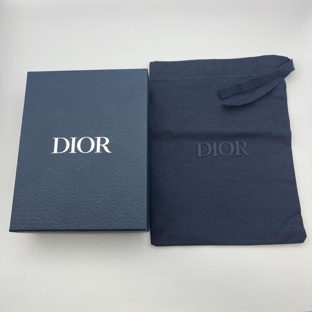 ディオール　二つ折り財布　オブリーク　ジャガード　ブラック　ロゴ金具　イタリア製