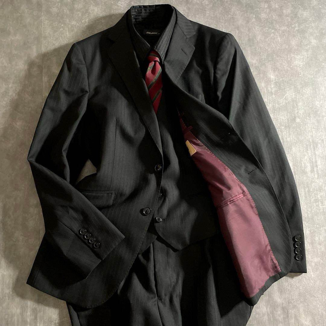 【極美品】イタリアウール 3ピースセットアップスーツ×OLD GUCCIネクタイ