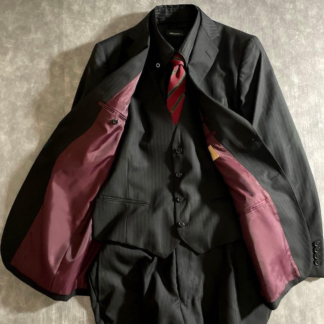 【極美品】イタリアウール 3ピースセットアップスーツ×OLD GUCCIネクタイ