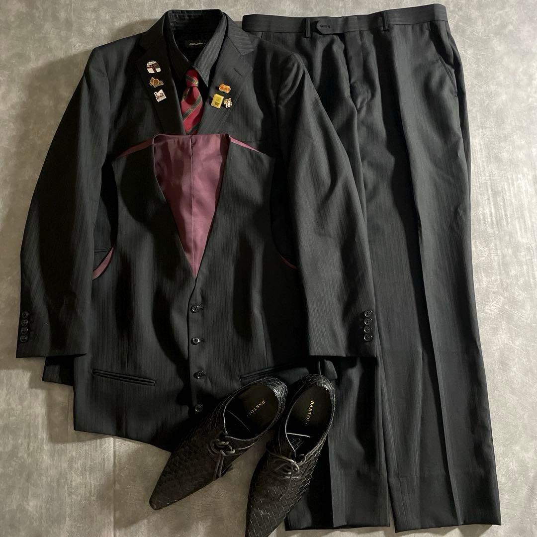 【極美品】イタリアウール 3ピースセットアップスーツ×OLD GUCCIネクタイ