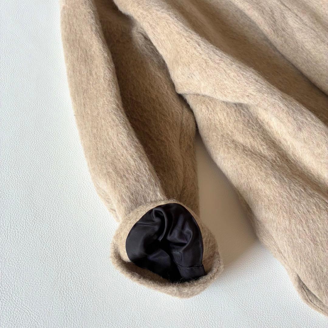 ノット　現行　TOMORROWLAND　ノーカラーシャギーコート　ウール　モヘア