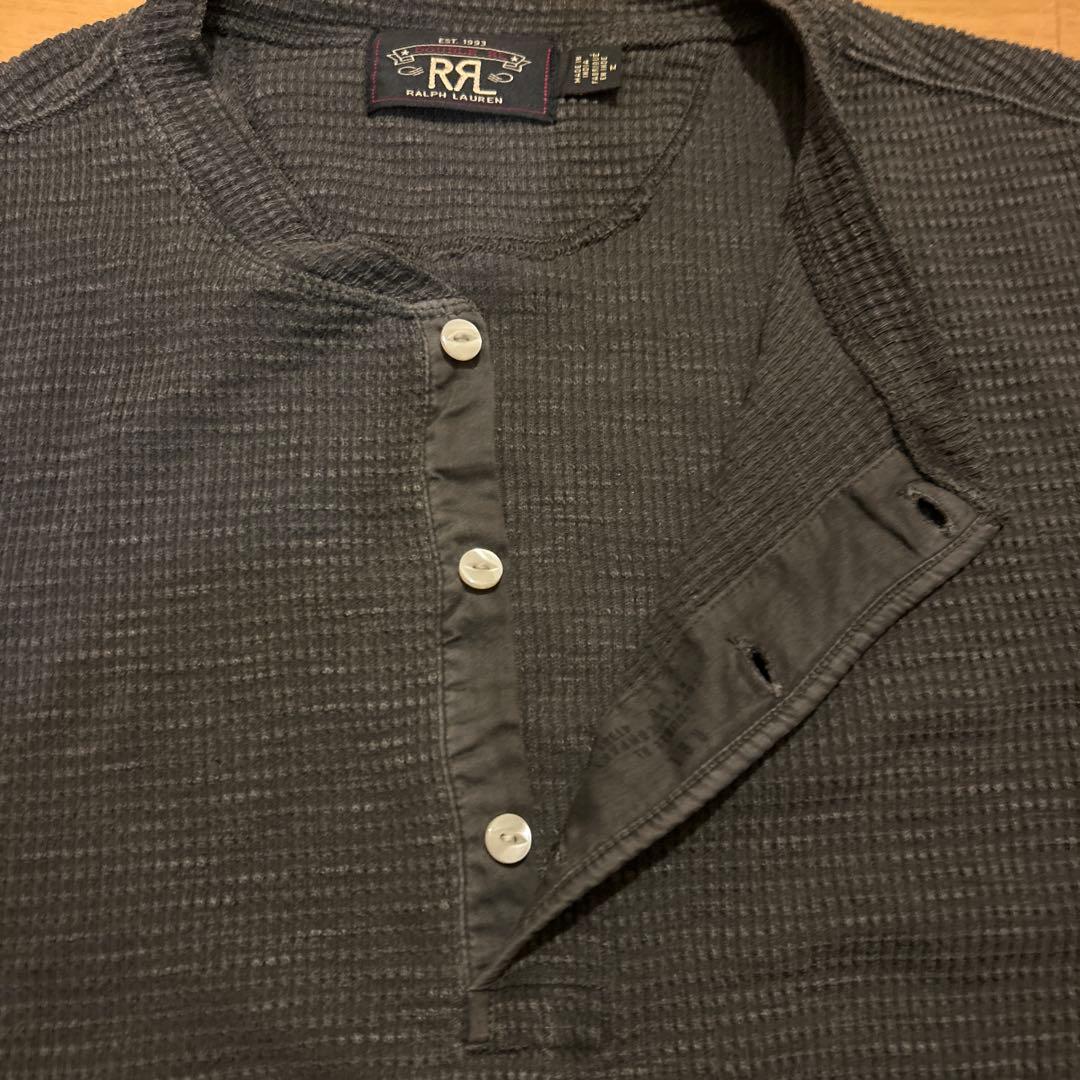 RRL ワッフルヘンリーニット長袖　チャコール