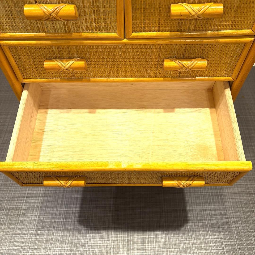 昭和レトロ　ナチュラルラタン 5段チェスト