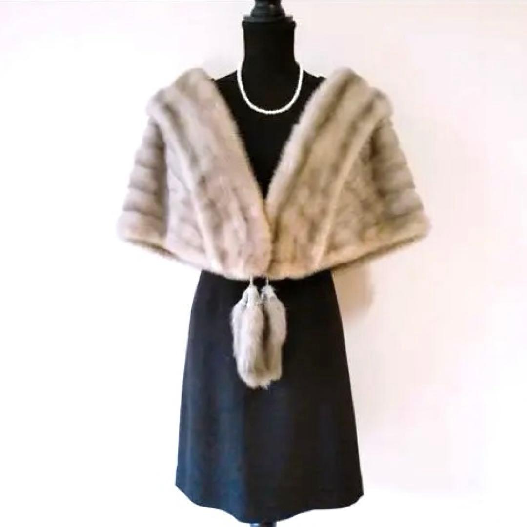 SAGAMINK　サガミンク　サファイヤミンク　ケープ　しっぽのフリンジ付き