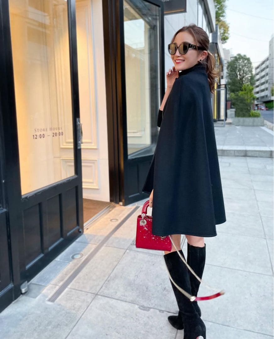 シェリエ sheller ブラック ケープコート