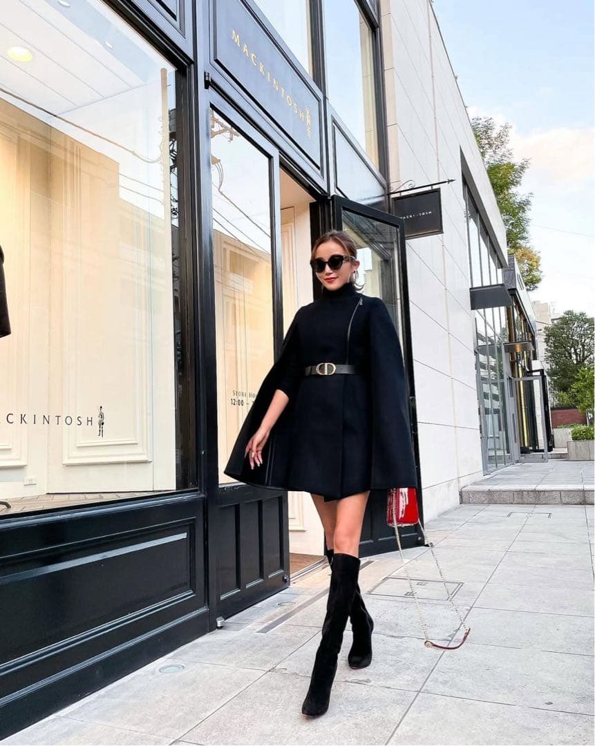 シェリエ sheller ブラック ケープコート