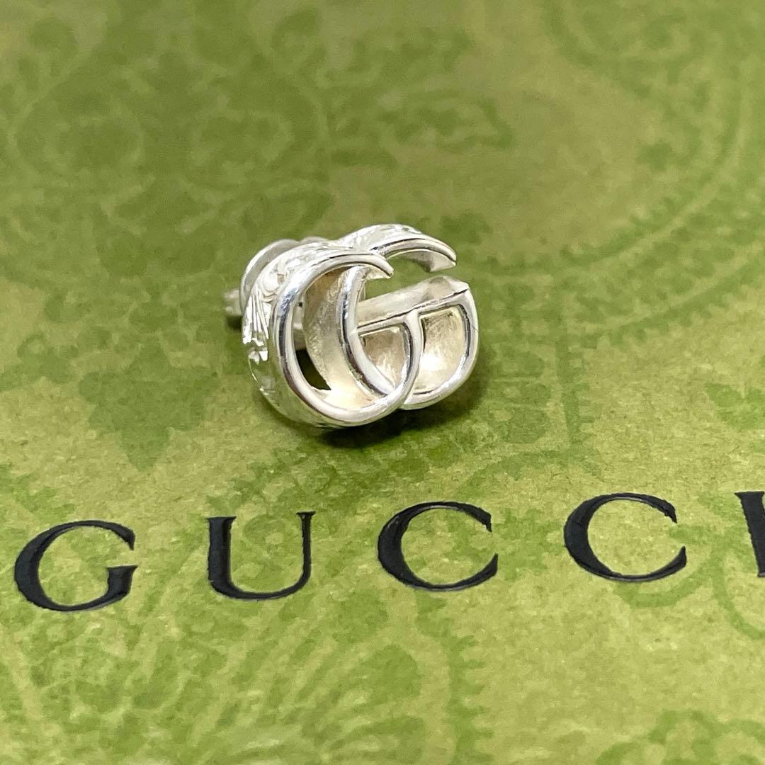 【極美品】グッチ　ダブルGピアス片耳　アラベスク　　シルバー925