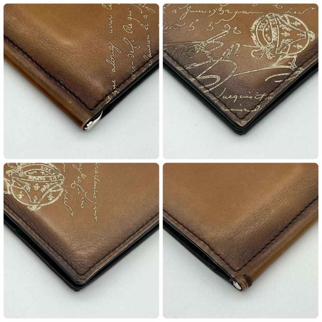 【袋付】 ベルルッティ カリグラフィ マネークリップ ブラウン 二つ折りビジネス