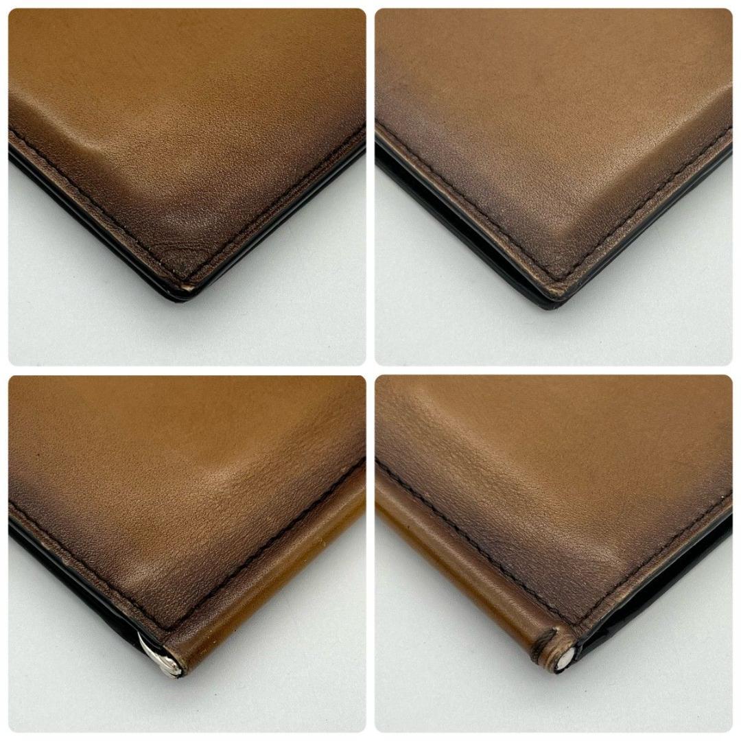 【袋付】 ベルルッティ カリグラフィ マネークリップ ブラウン 二つ折りビジネス