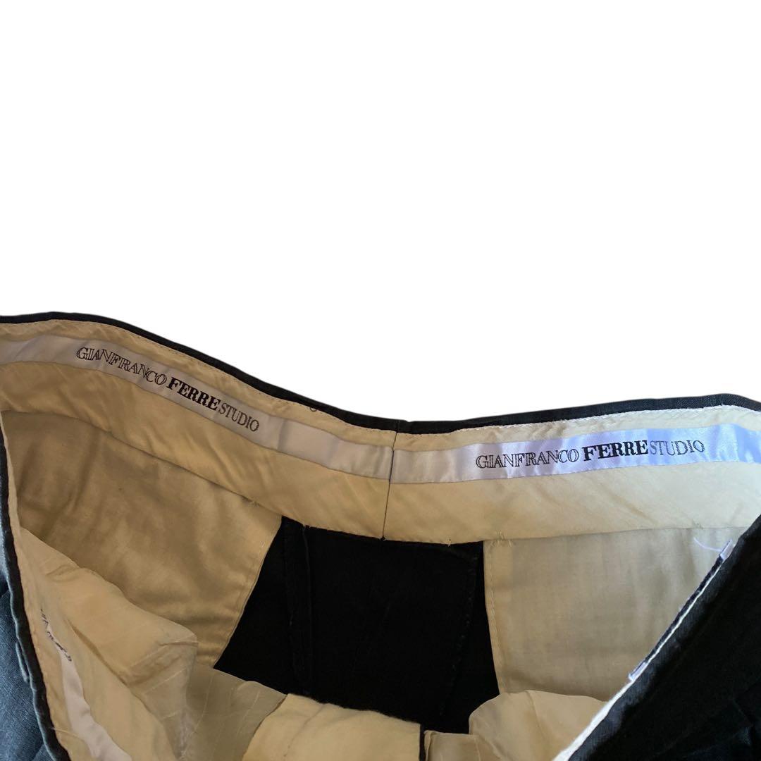 80s〜　イタリア製 GIANFRANCO FERRE ブラックリネンスラックス