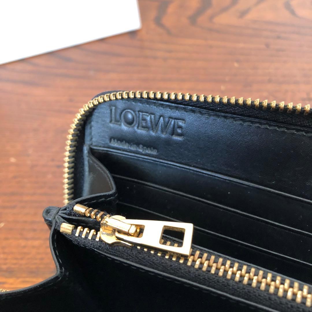 LOEWE ロエベ ラウンドジップ ウォレット 長財布 アナグラム レザー 黒