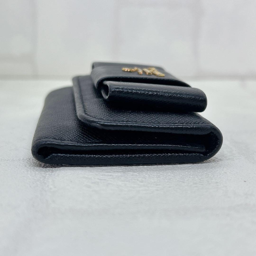 美品✨PRADA プラダ リボン ６連 ブラック レザー キーケース 正規品 黒