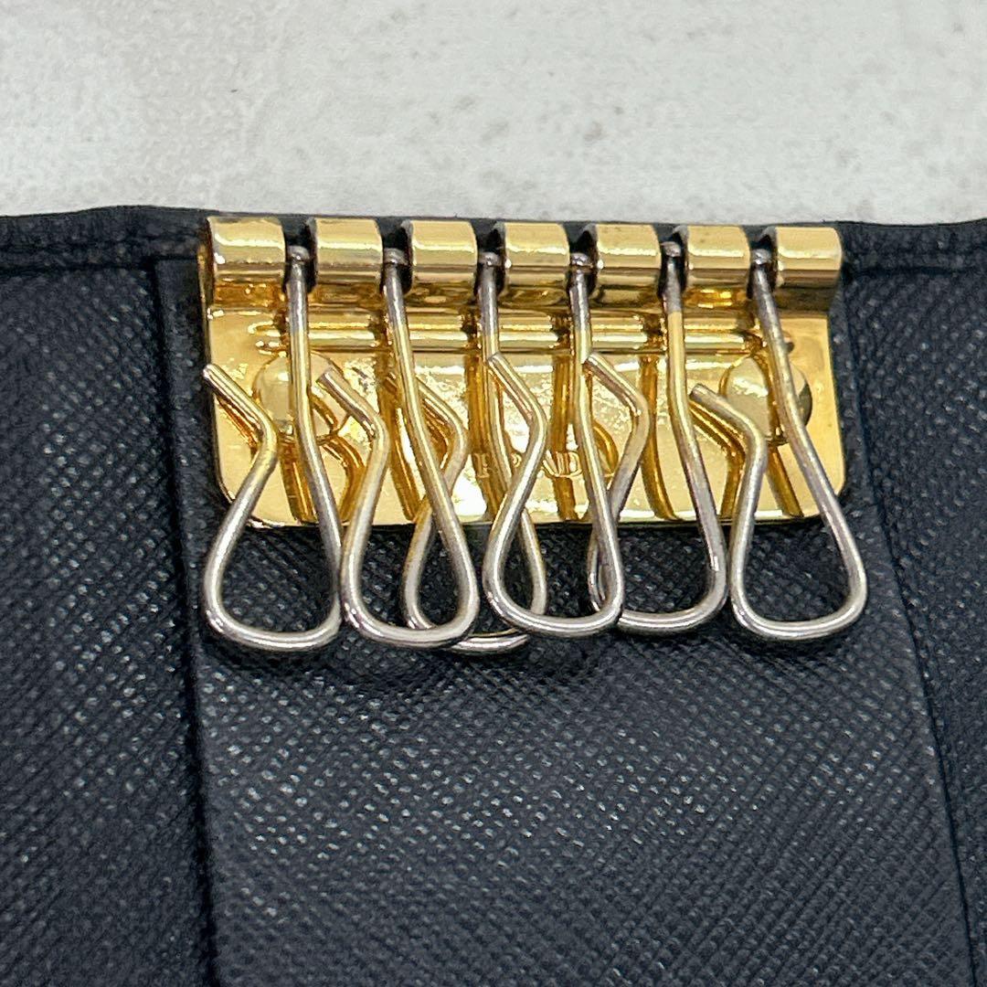 美品✨PRADA プラダ リボン ６連 ブラック レザー キーケース 正規品 黒
