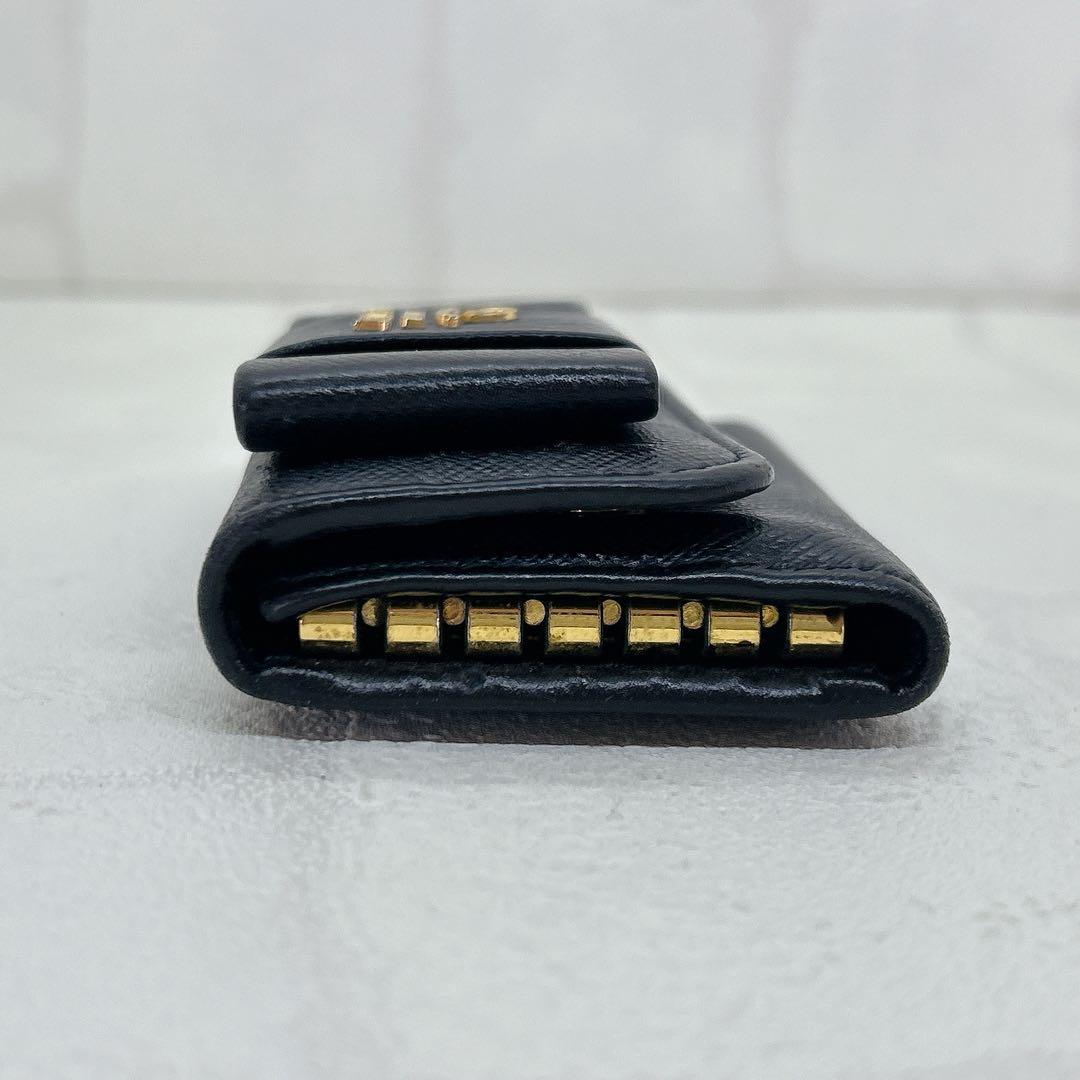 美品✨PRADA プラダ リボン ６連 ブラック レザー キーケース 正規品 黒