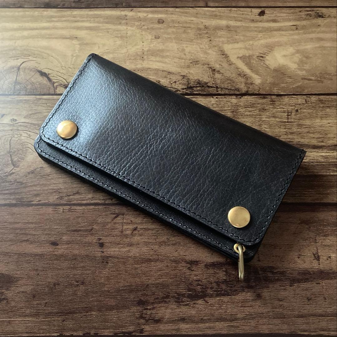 姫路 ホースハイド トラッカーウォレット180（ロング）3層カスタム ブラック
