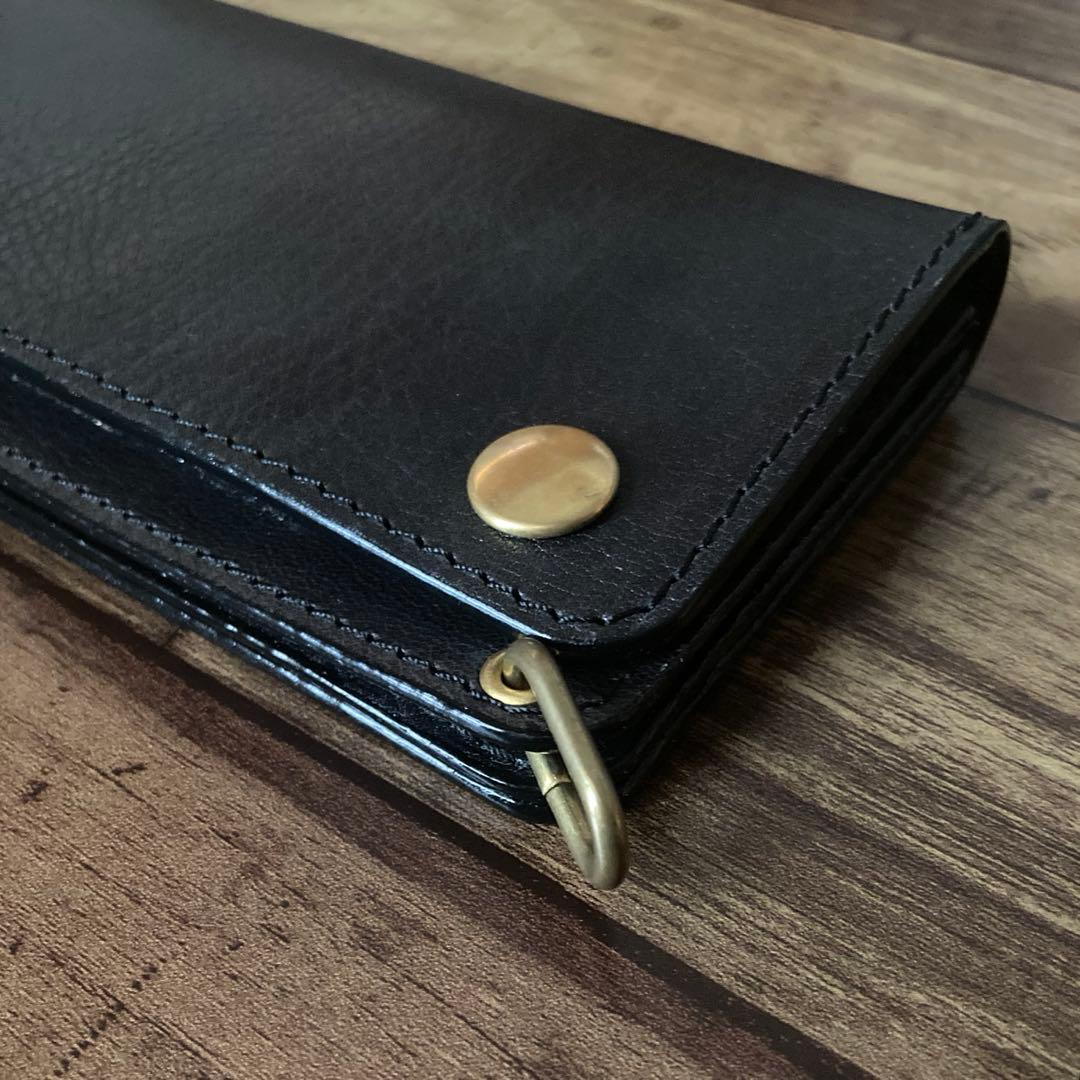 姫路 ホースハイド トラッカーウォレット180（ロング）3層カスタム ブラック