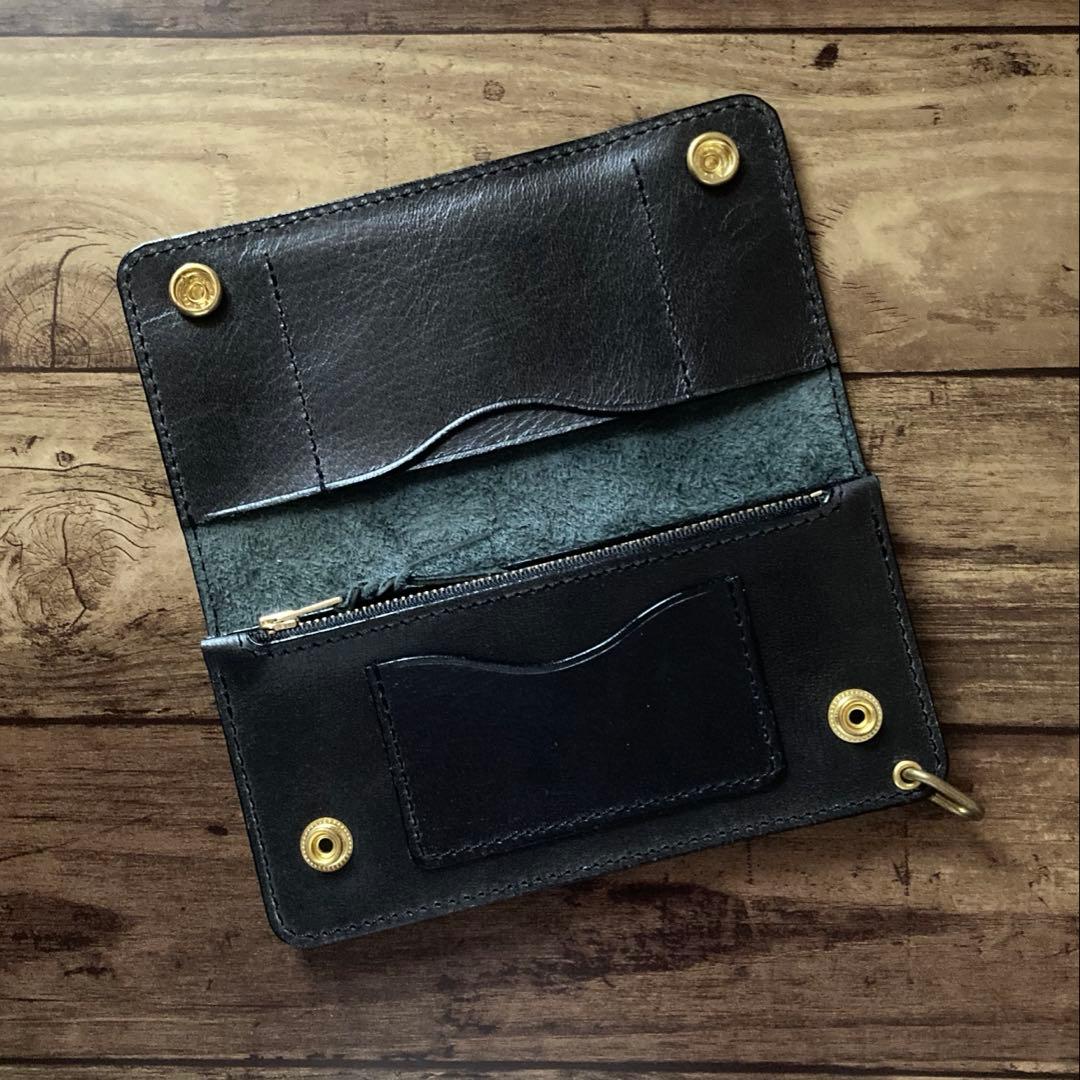 姫路 ホースハイド トラッカーウォレット180（ロング）3層カスタム ブラック