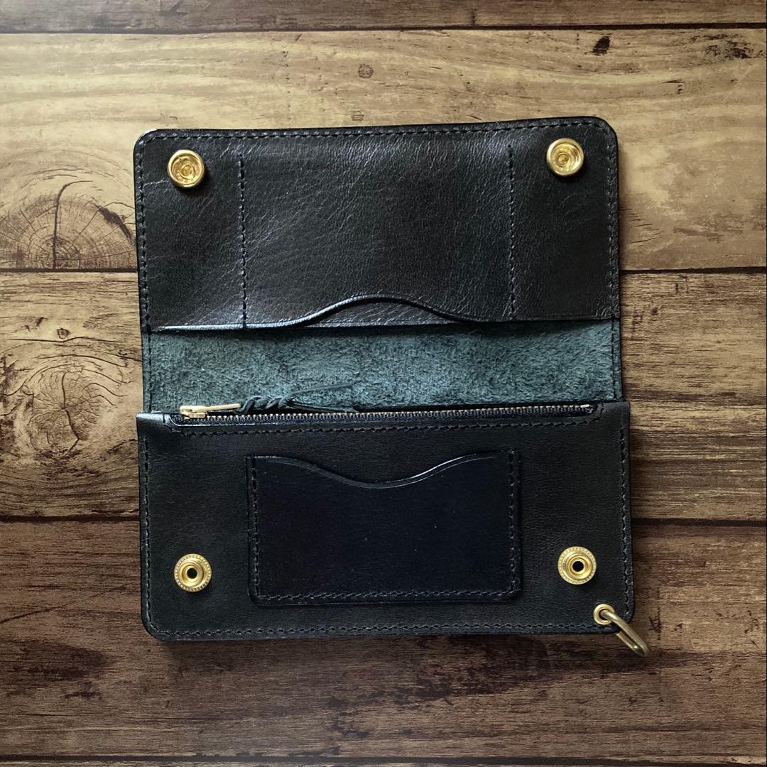 姫路 ホースハイド トラッカーウォレット180（ロング）3層カスタム ブラック