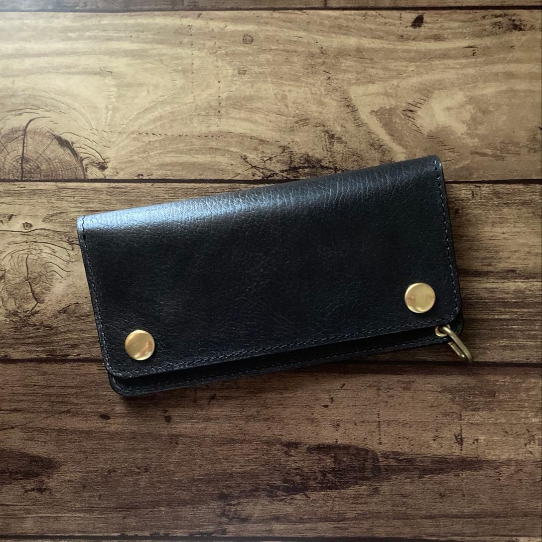 姫路 ホースハイド トラッカーウォレット180（ロング）3層カスタム ブラック