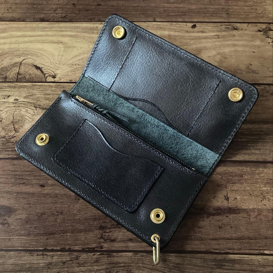 姫路 ホースハイド トラッカーウォレット180（ロング）3層カスタム ブラック