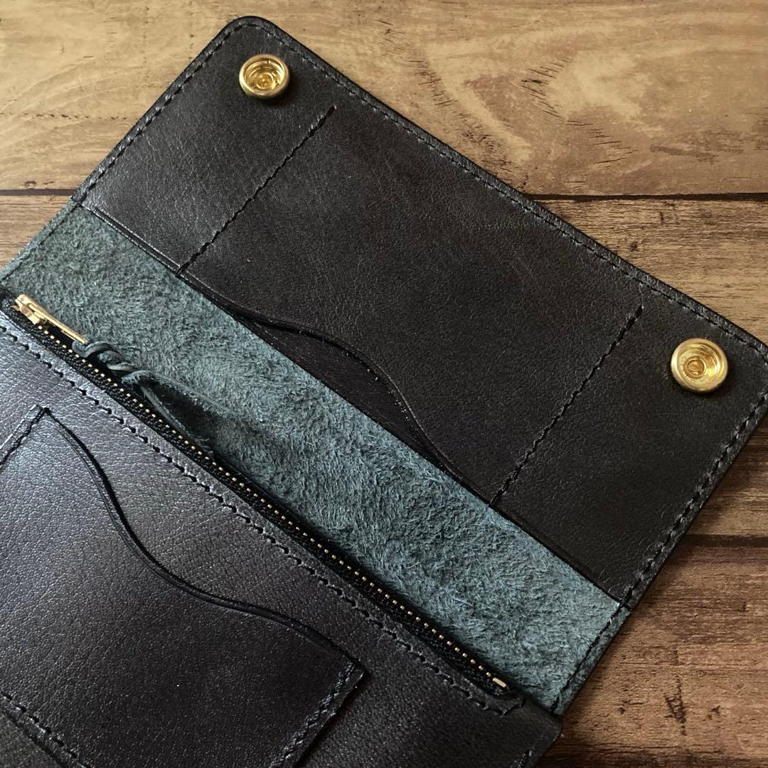 姫路 ホースハイド トラッカーウォレット180（ロング）3層カスタム ブラック