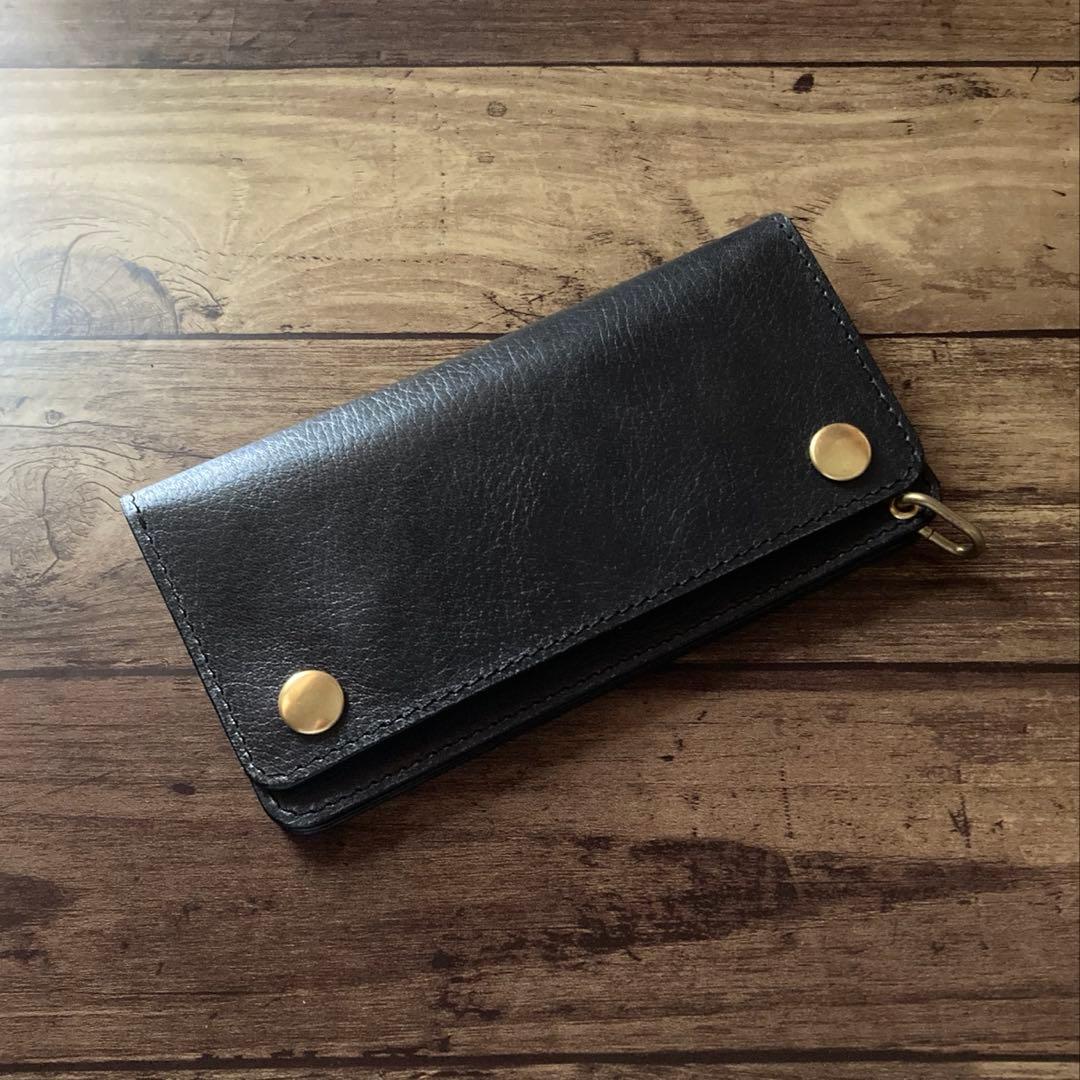 姫路 ホースハイド トラッカーウォレット180（ロング）3層カスタム ブラック