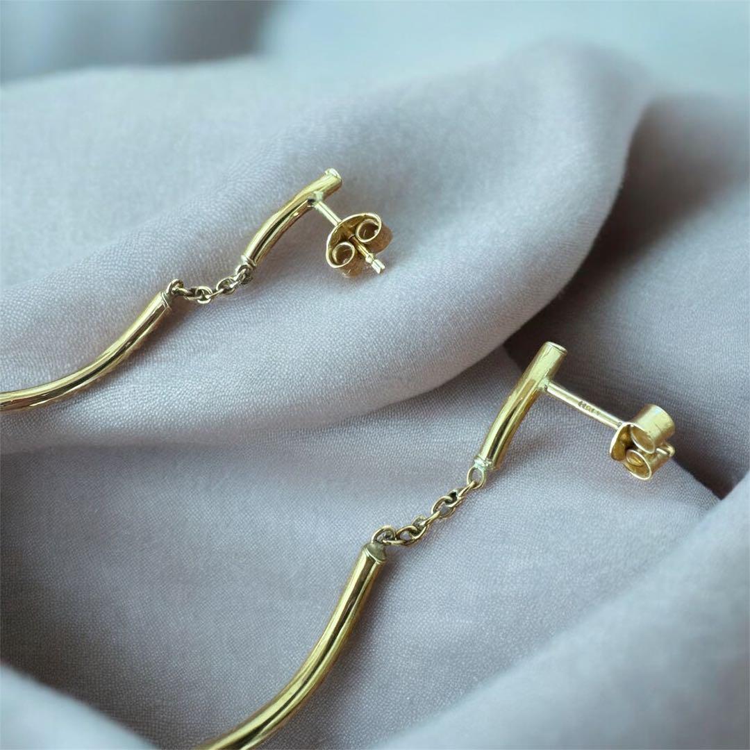 ゴールド ITALY750 カーブデザイン ロングピアス